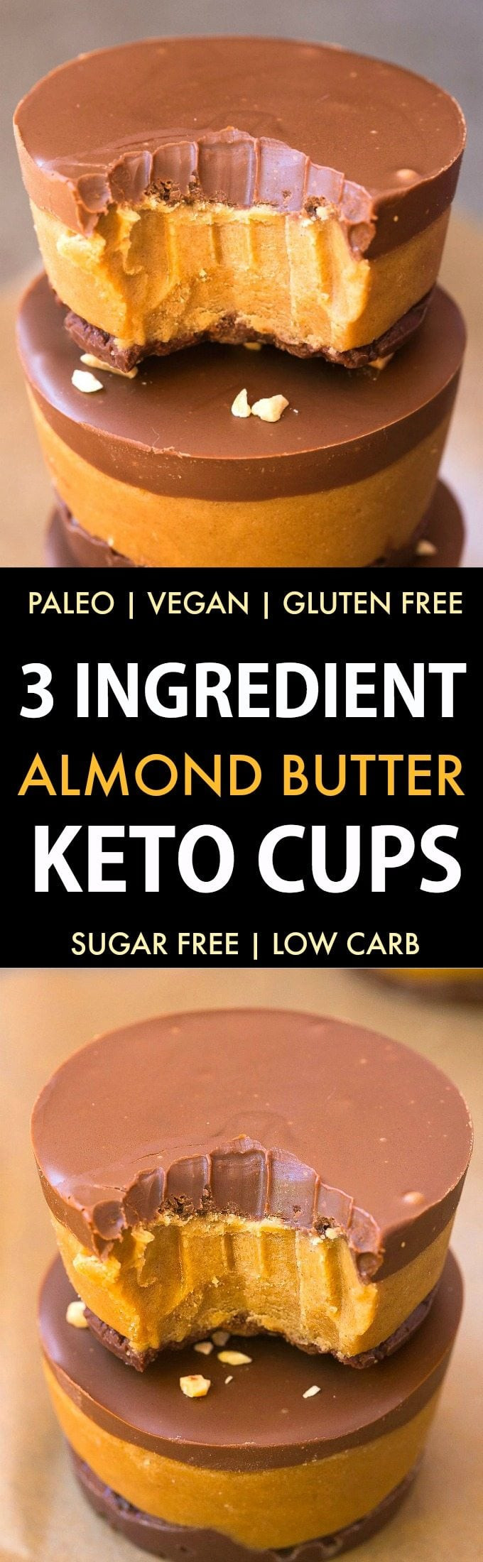 3 Ingredient Keto Dessert
 3 Ingre nt Keto Almond Butter Cups Paleo Vegan Sugar