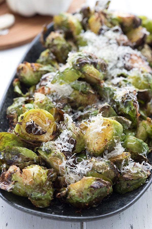 Air Fryer Keto Brussel Sprouts
 Close up shot of keto air fryer Brussels sprouts in a