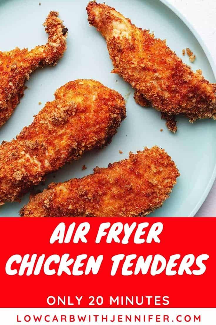 Air Fryer Keto Chicken Tenders Pork Rinds These low carb and keto air fryer chicken tenders use