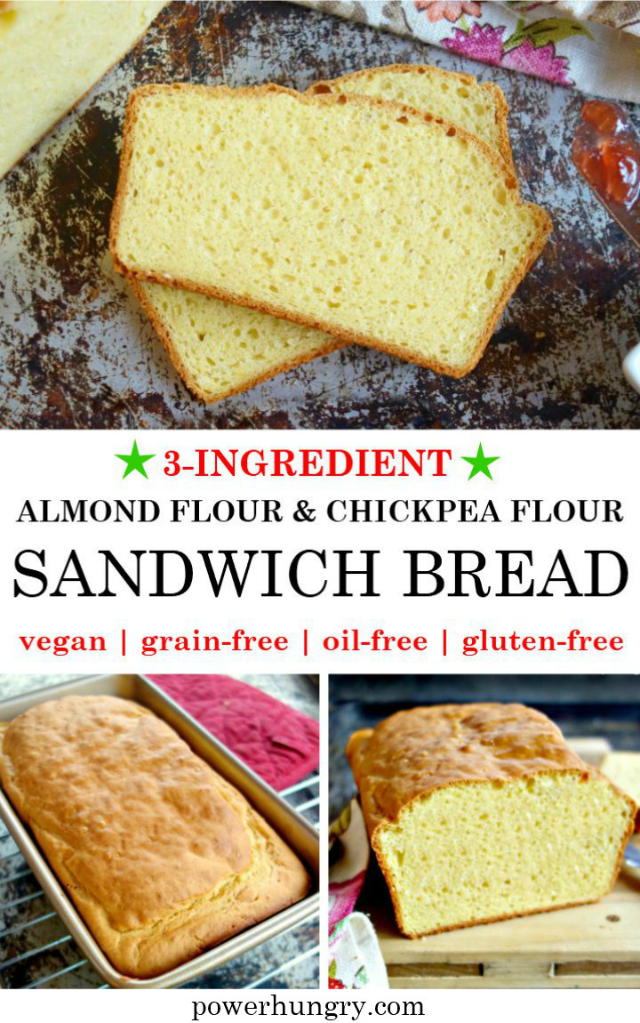 Almond Flour Sandwich Bread
 3 Ingre nt Grain Free Vegan Sandwich Bread almond flour
