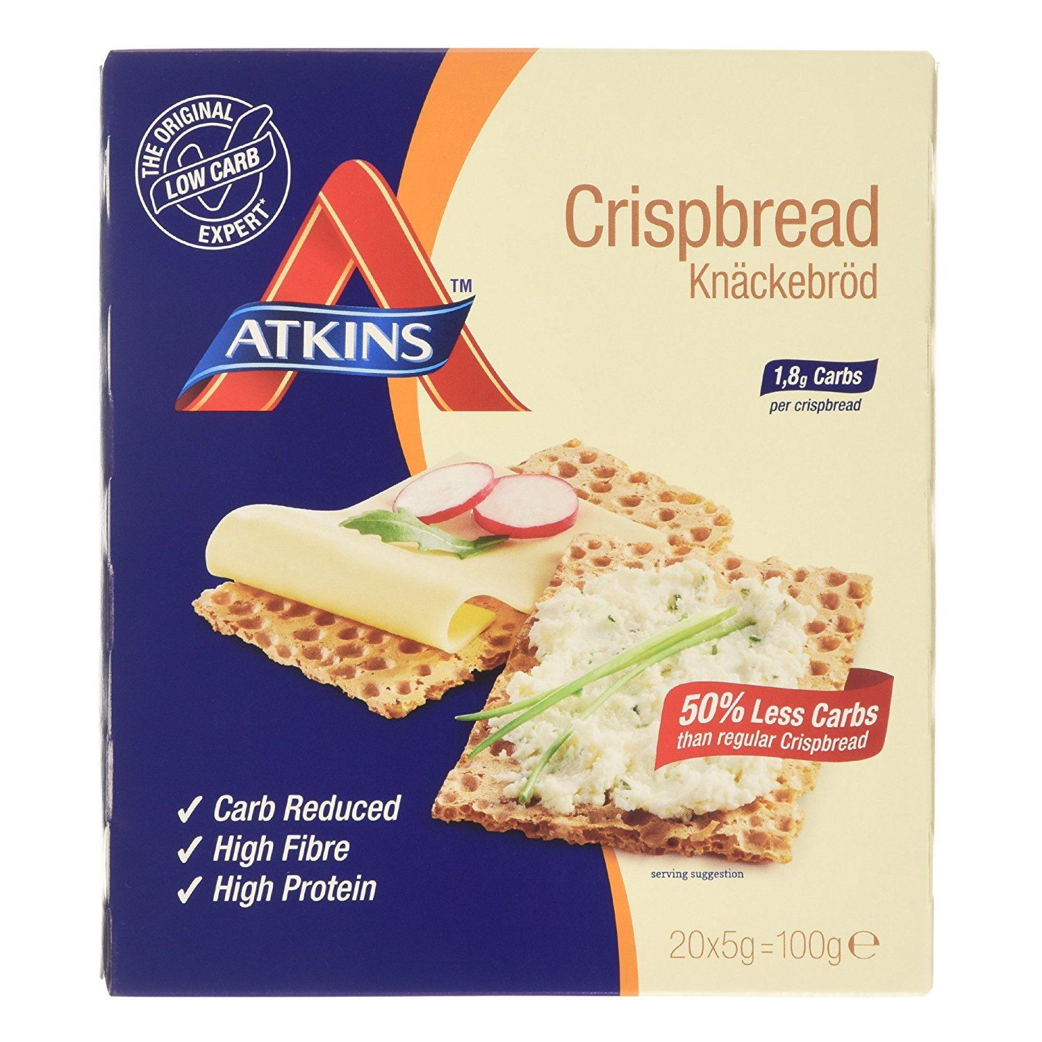 Atkins Low Carb Bread
 Atkins Low Carb High Fibre Crispbread Weight Loss 20 x