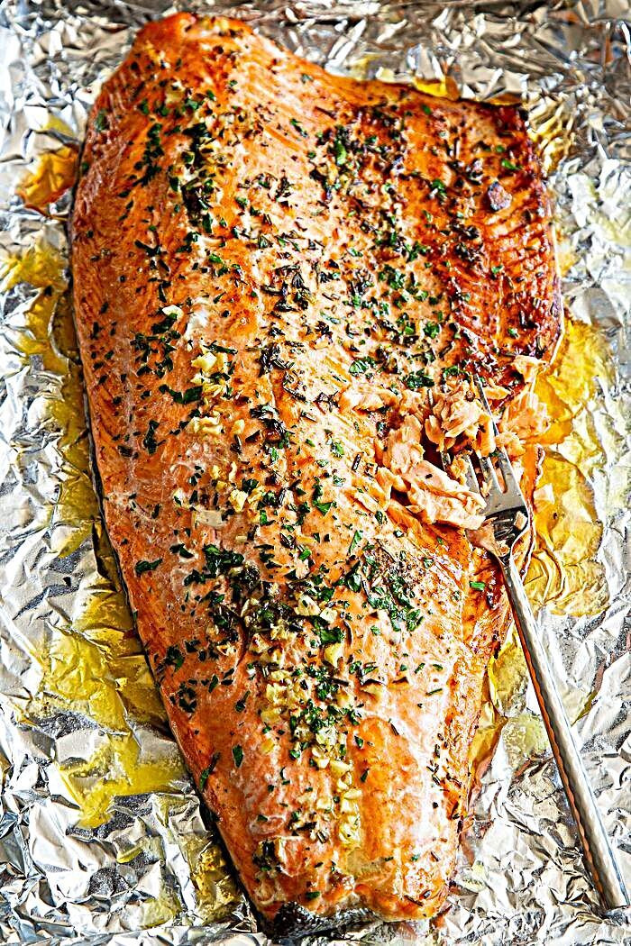 Baked Salmon Keto
 Baked Salmon in Foil with Garlic Rosemary and Thyme