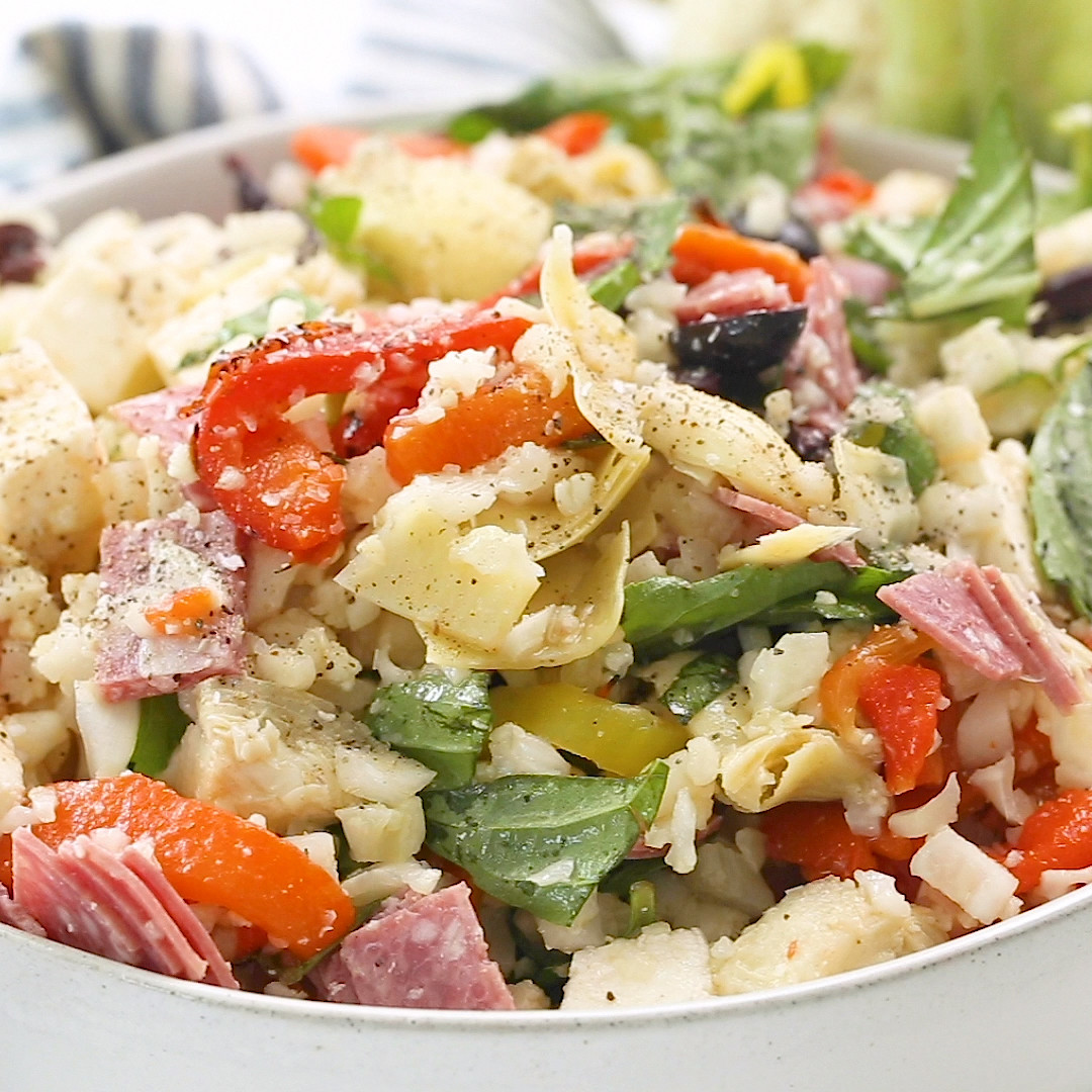 Clean Keto Side Dishes
 Keto Antipasto Cauliflower Rice Salad in 2020