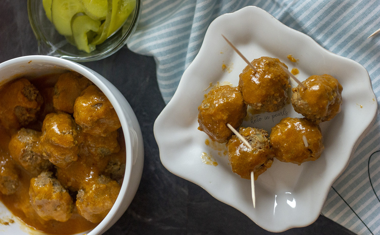 Crockpot Keto Meatballs
 Keto Crock Pot Meatballs with Tangy Dipping Sauce