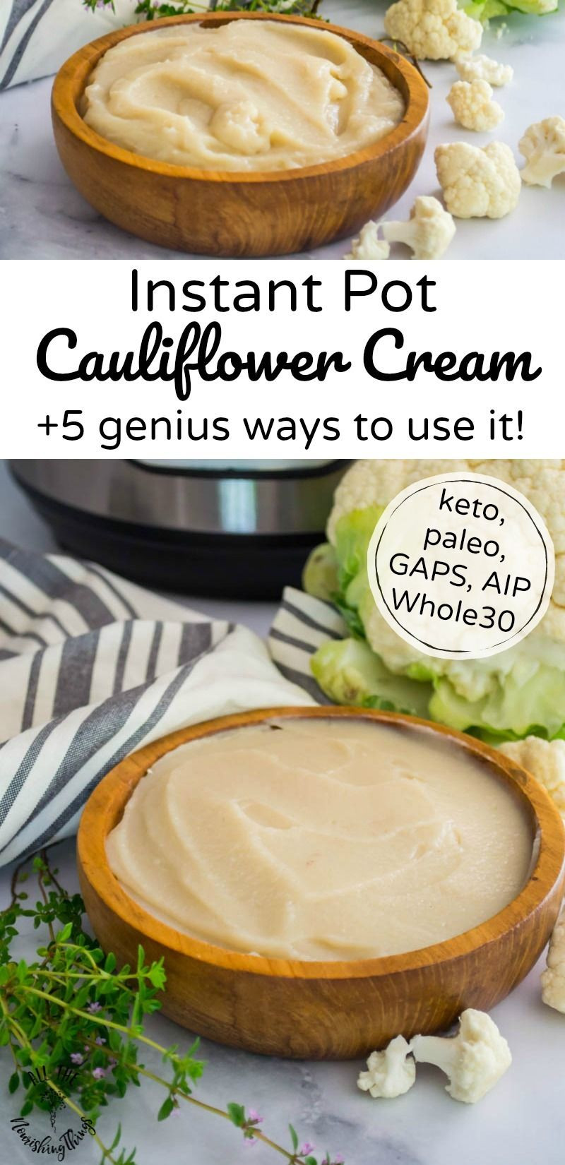 Dairy Free Keto Instant Pot Recipes
 Instant Pot Cauliflower "Cream" dairy free paleo