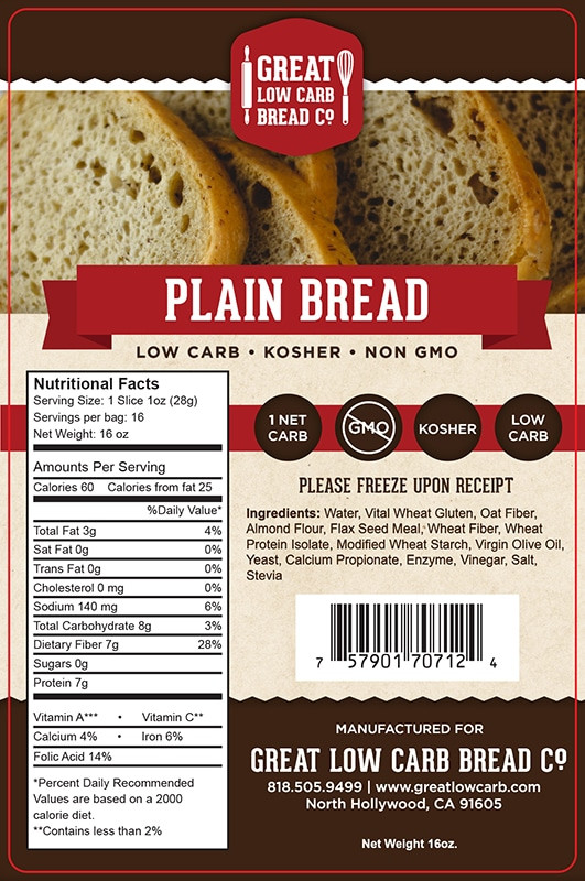 Great Low Carb Bread
 Great Low Carb Plain Bread 16oz Loaf Great Low Carb