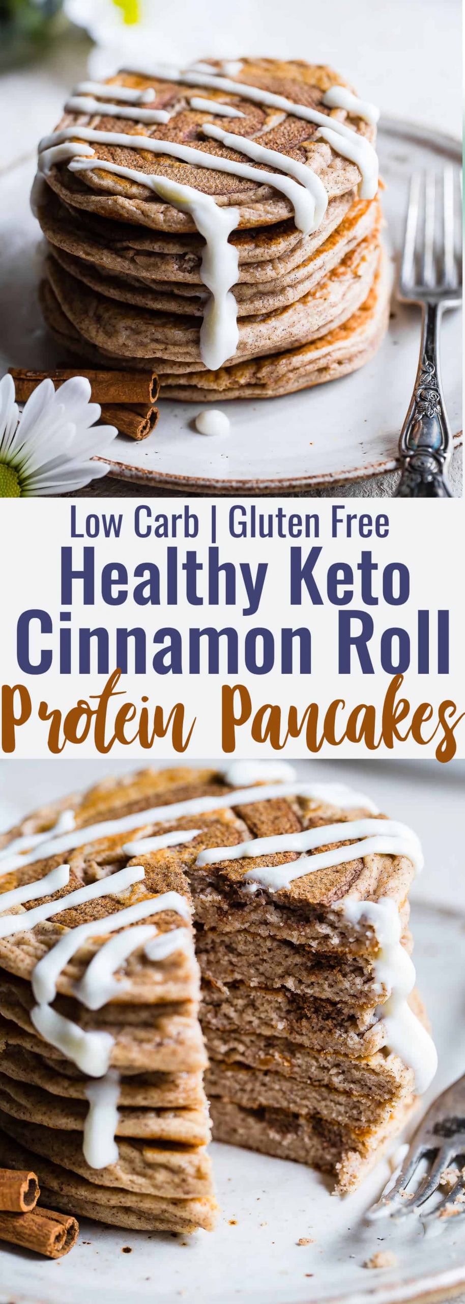 Healthy Keto Pancakes
 Cinnamon Roll Gluten Free Low Carb Keto Protein Pancakes