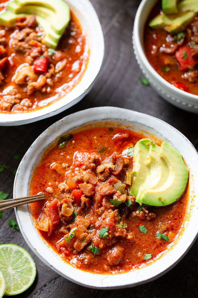 Instant Pot Ground Beef Keto
 Beef Chili with Bacon in the Instant Pot Paleo Whole30