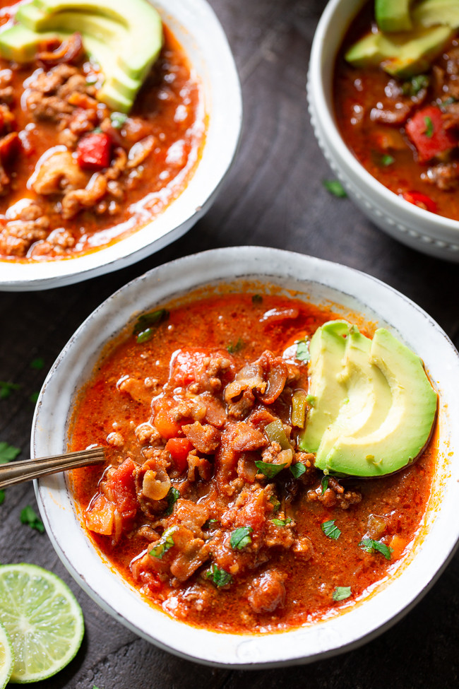 Instant Pot Keto Ground Beef Recipes
 Beef Chili with Bacon in the Instant Pot Paleo Whole30