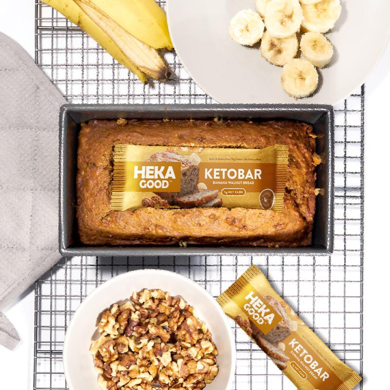 Keto Banana Bread Bars
 Heka Keto Bar Banana Walnut Bread 12 pack