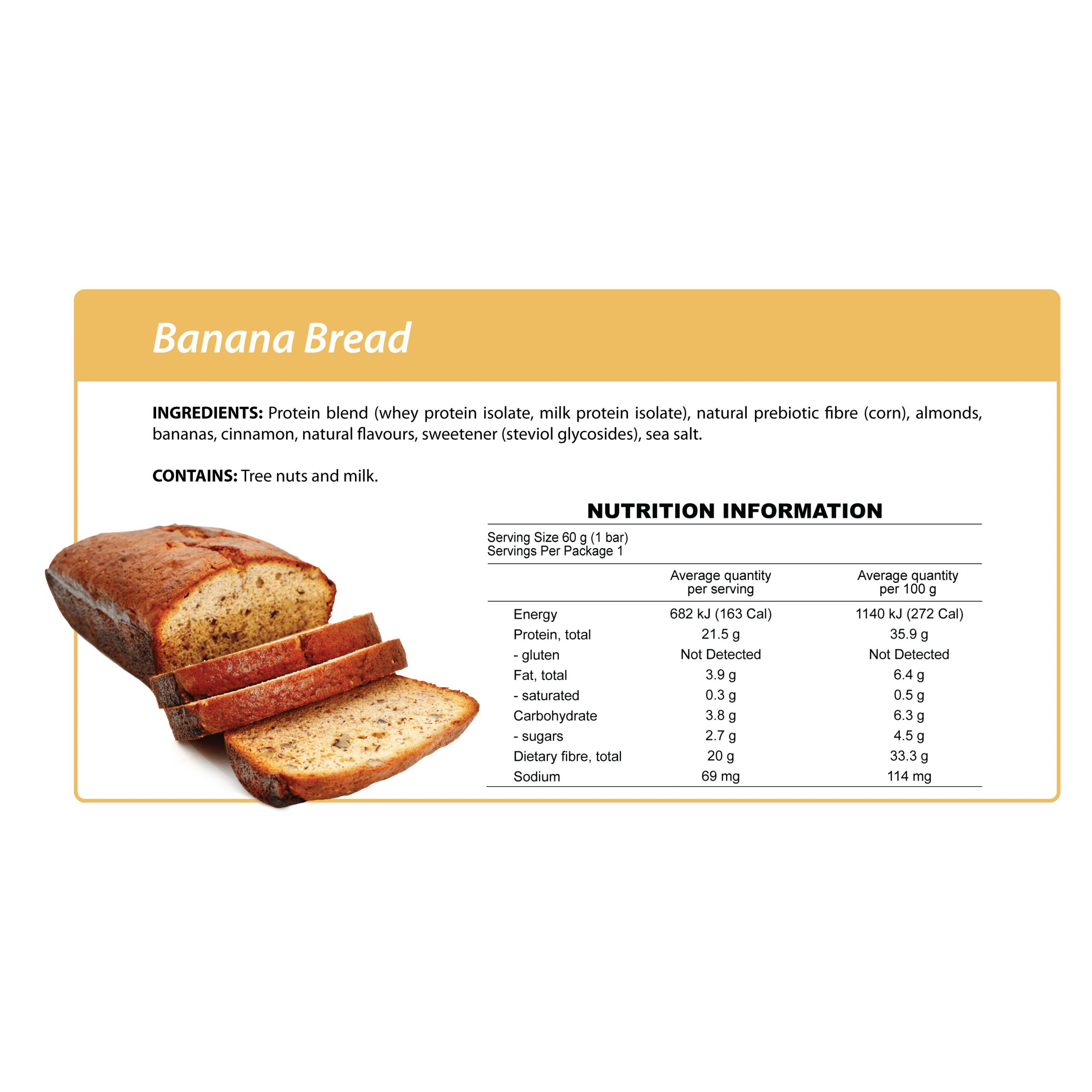 Keto Banana Bread Bars
 Smart Protein Bar Banana Bread Box of 12 720g