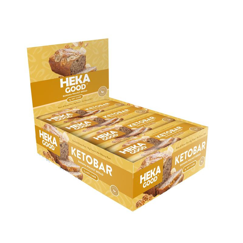 Keto Banana Bread Bars
 Heka Keto Bar Banana Walnut Bread 12 pack