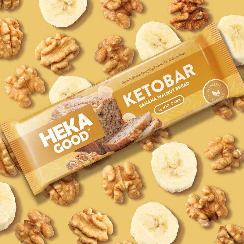 Keto Banana Bread Bars
 Heka Keto Bar Banana Walnut Bread 12 pack