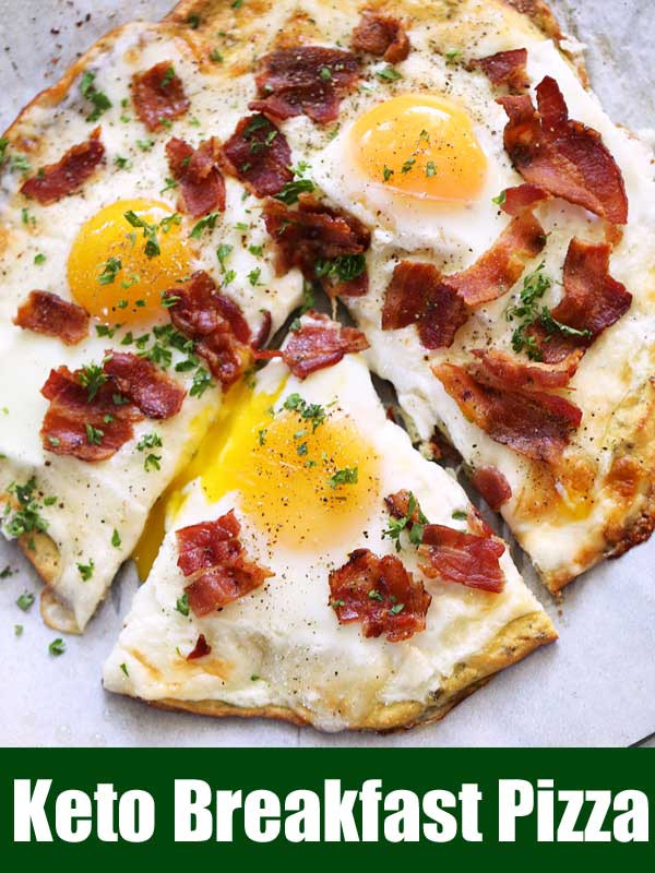 Keto Breakfast Pizza
 Keto Breakfast Pizza with Eggs and Bacon