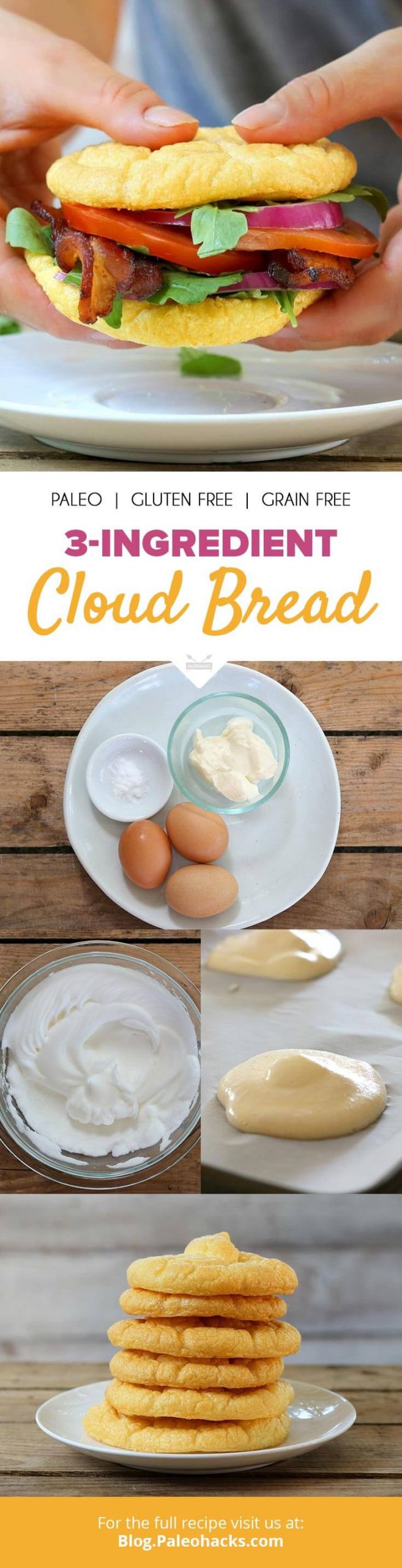 Keto Cloud Bread 3 Ingredient
 3 Ingre nt Cloud Bread Recipe