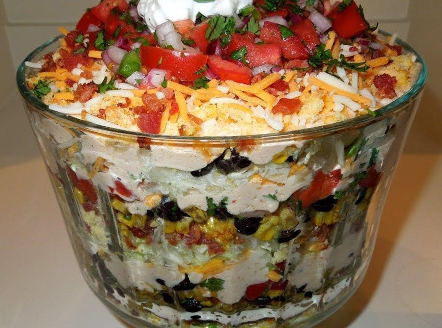Keto Cornbread Salad
 Layered Southwestern Cornbread Salad