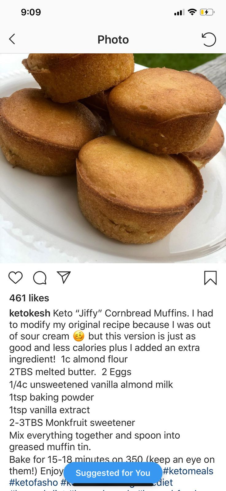 Keto Cornbread With Sour Cream
 Keto “Jiffy” Cornbread Muffins
