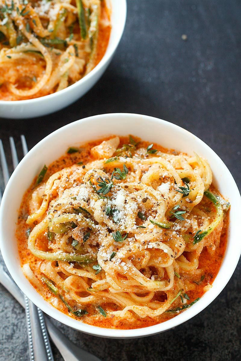 Keto Dinner Sides
 Zucchini Noodles in Creamy Tomato Sauce Recipe — Eatwell101