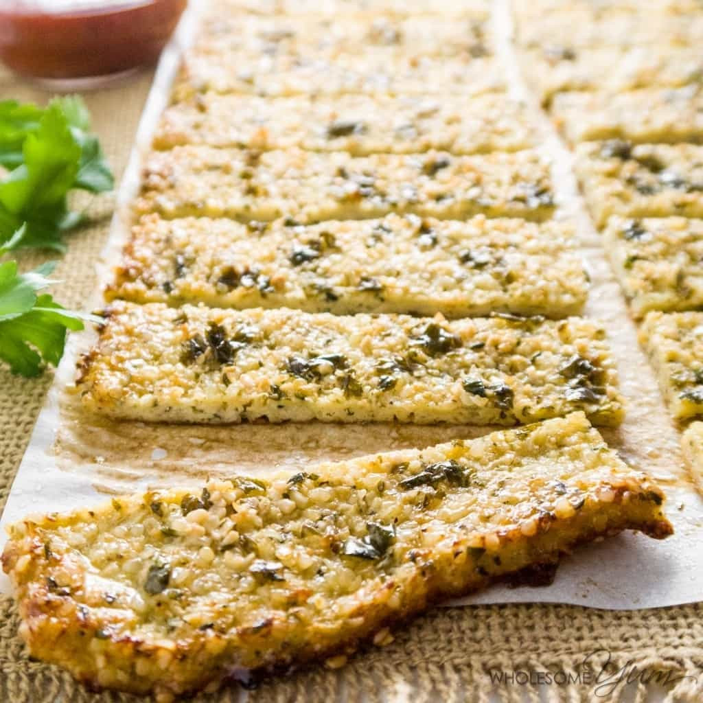 Keto Garlic Bread Cauliflower Crust
 Low Carb Cauliflower Breadsticks with Garlic Butter Paleo