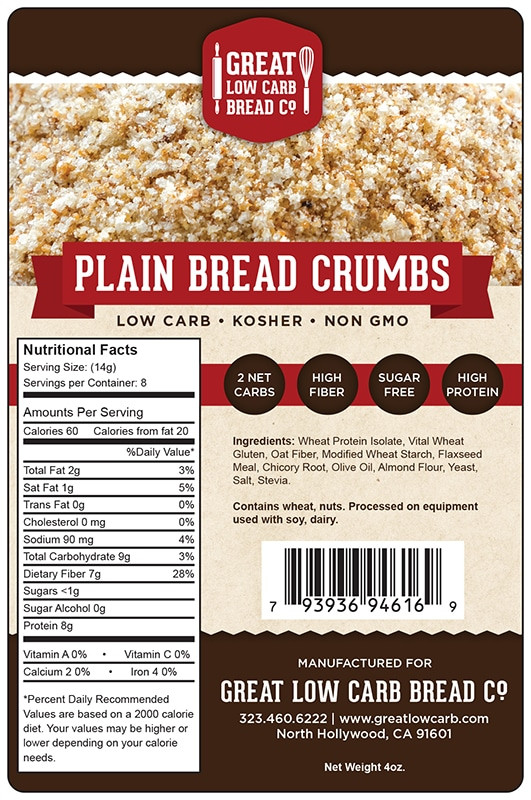Low Carb Bread Crumbs
 Great Low Carb Plain Bread Crumbs 4oz Great Low Carb