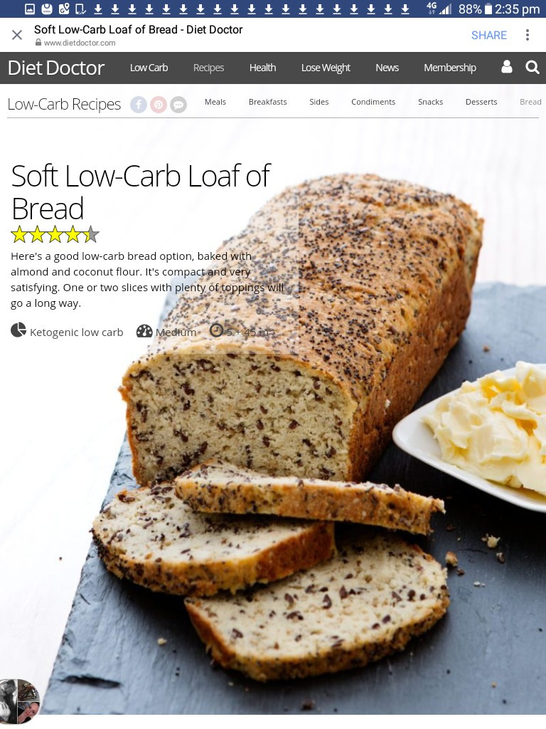 Low Carb Bread Loaf
 Soft Low Carb Loaf of Bread Anne Rogers Leary