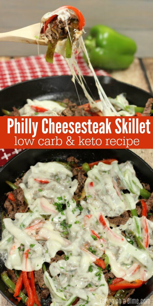 Low Carb Keto Cheesesteak Skillet
 Keto Philly Cheese Steak Skillet dinner Low Carb Philly