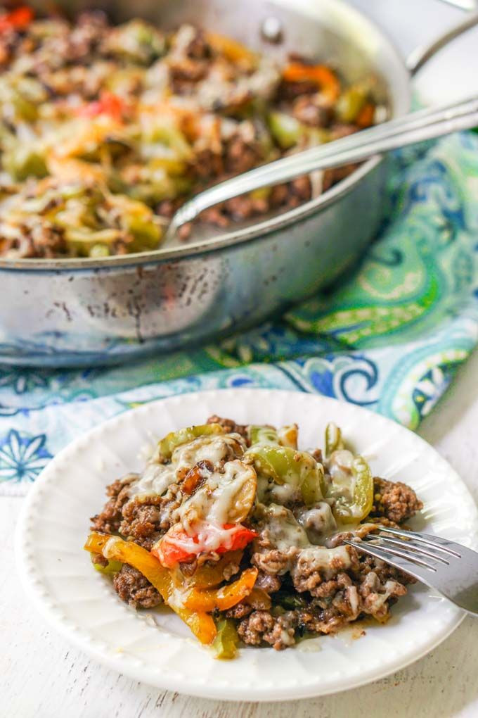 Low Carb Keto Cheesesteak Skillet
 Low Carb Cheesesteak Skillet using Ground Beef