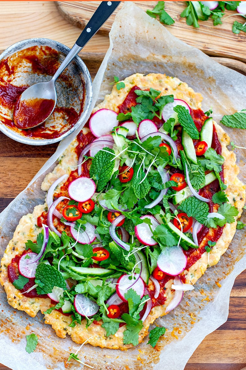 Low Carb Keto Chicken Crust Pizza Recipe Chicken Pizza Crust With Spicy Sauce & Fresh Herbs Keto