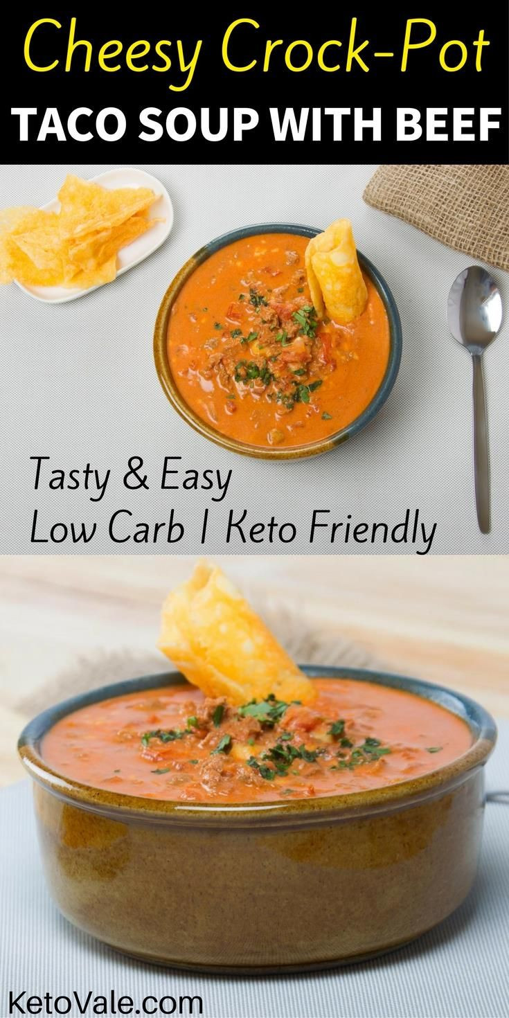 Low Carb Soup In A Crock Pot Keto
 Easy Keto Crock Pot Taco Soup with Beef Recipe