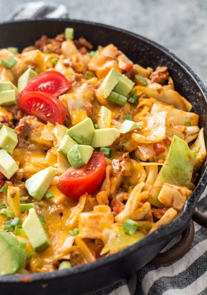 Mexican Keto Dinner
 e Pan Cheesy Taco Cabbage Skillet keto low carb