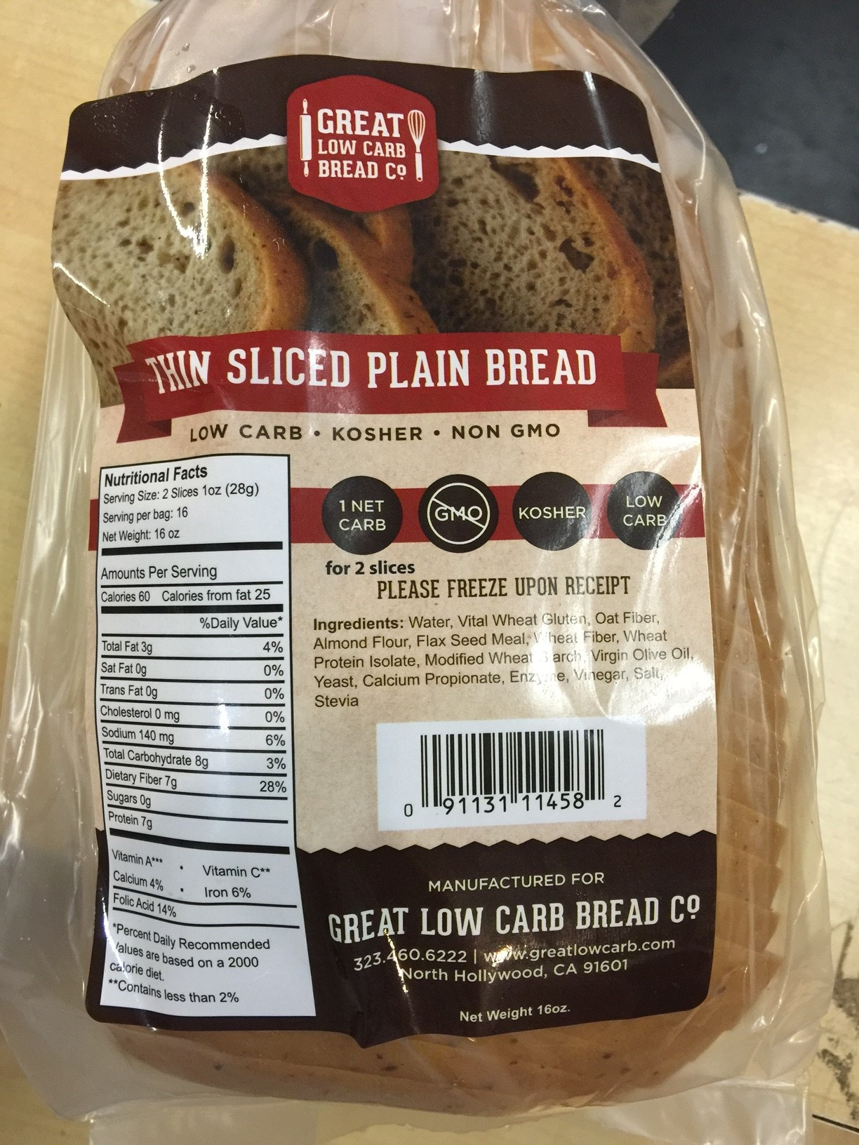 Non Bread Carbs
 Great Low Carb pany – Bread – Thin Sliced Plain