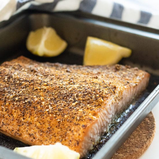 Oven Baked Salmon Keto
 Oven Baked Salmon with Lemon Pepper [Keto Whole 30 Paleo]