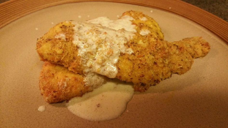 Parmesan Crusted Chicken Keto
 Parmesan crusted chicken cutlets with a lemon butter white