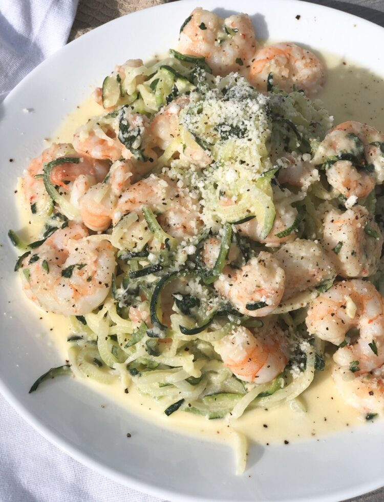 Pesto Alfredo Shrimp Keto Creamy Keto Shrimp Alfredo with Zucchini Noodles Curbing