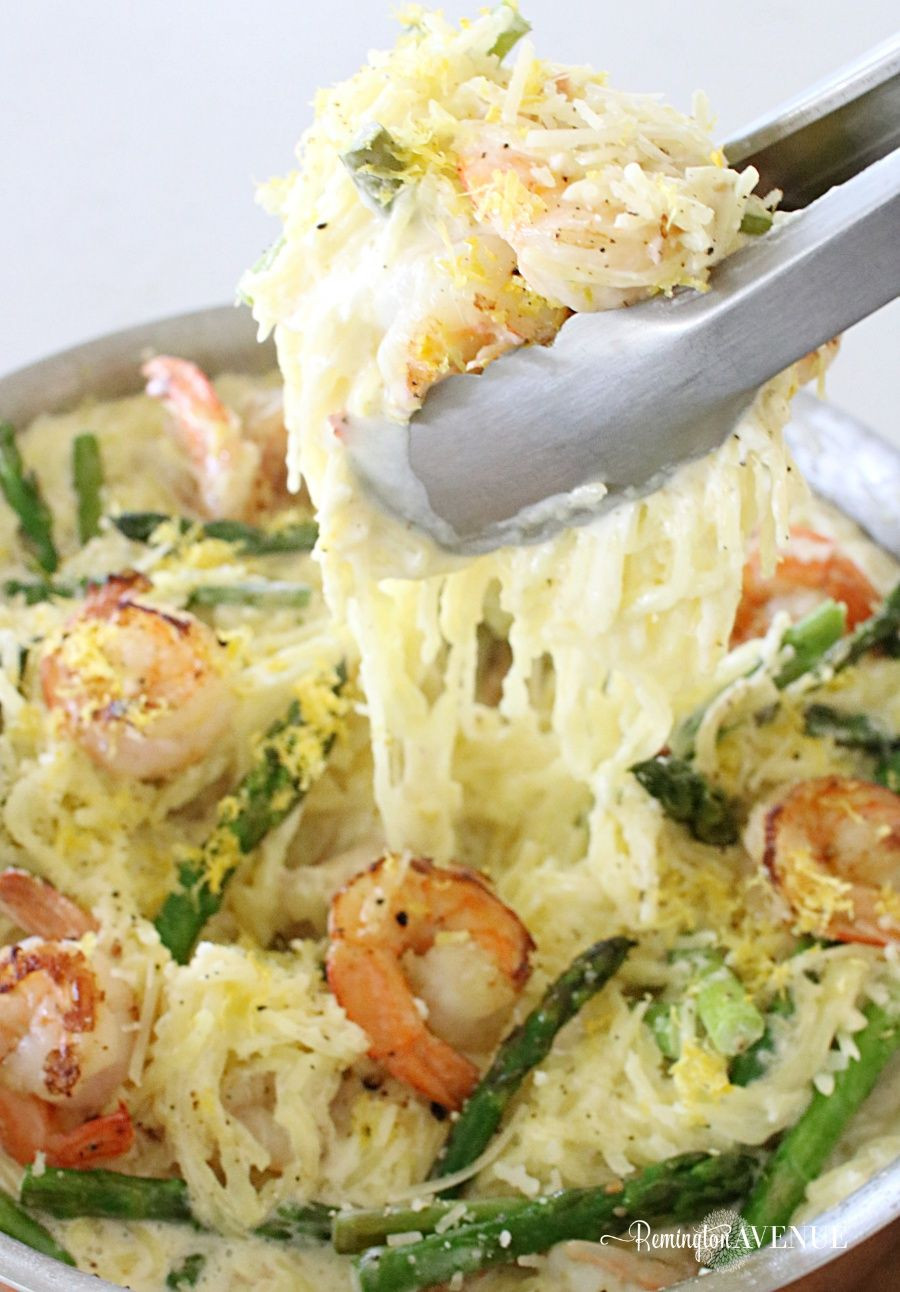 Pesto Alfredo Shrimp Keto Keto Shrimp Alfredo with Spaghetti squash noodles and