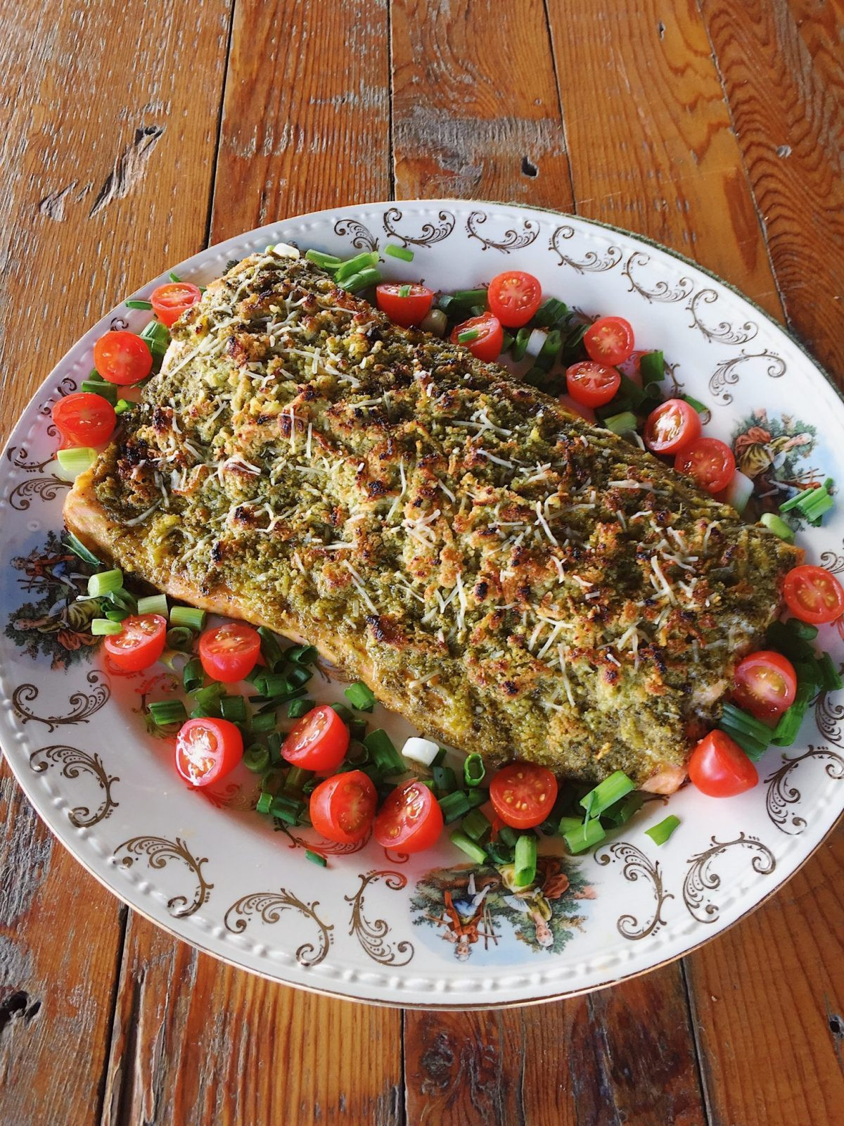 Pesto Salmon Keto
 Baked Salmon with Pesto Sauce