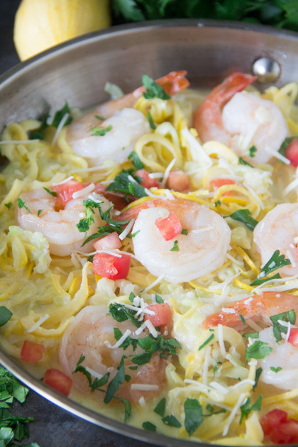 Shrimp Keto Alfredo
 Keto Fettucine Alfredo with Shrimp & Zoodles