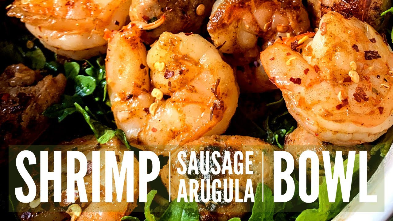 Shrimp Keto Bowl
 Shrimp Sausage & Arugula Keto Bowl Recipe 🍤🥬