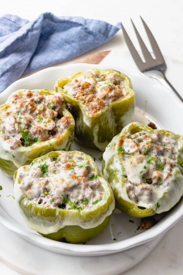 Stuffed Green Peppers With Ground Beef Keto
 Easy Philly Cheesesteak Stuffed Peppers low carb keto