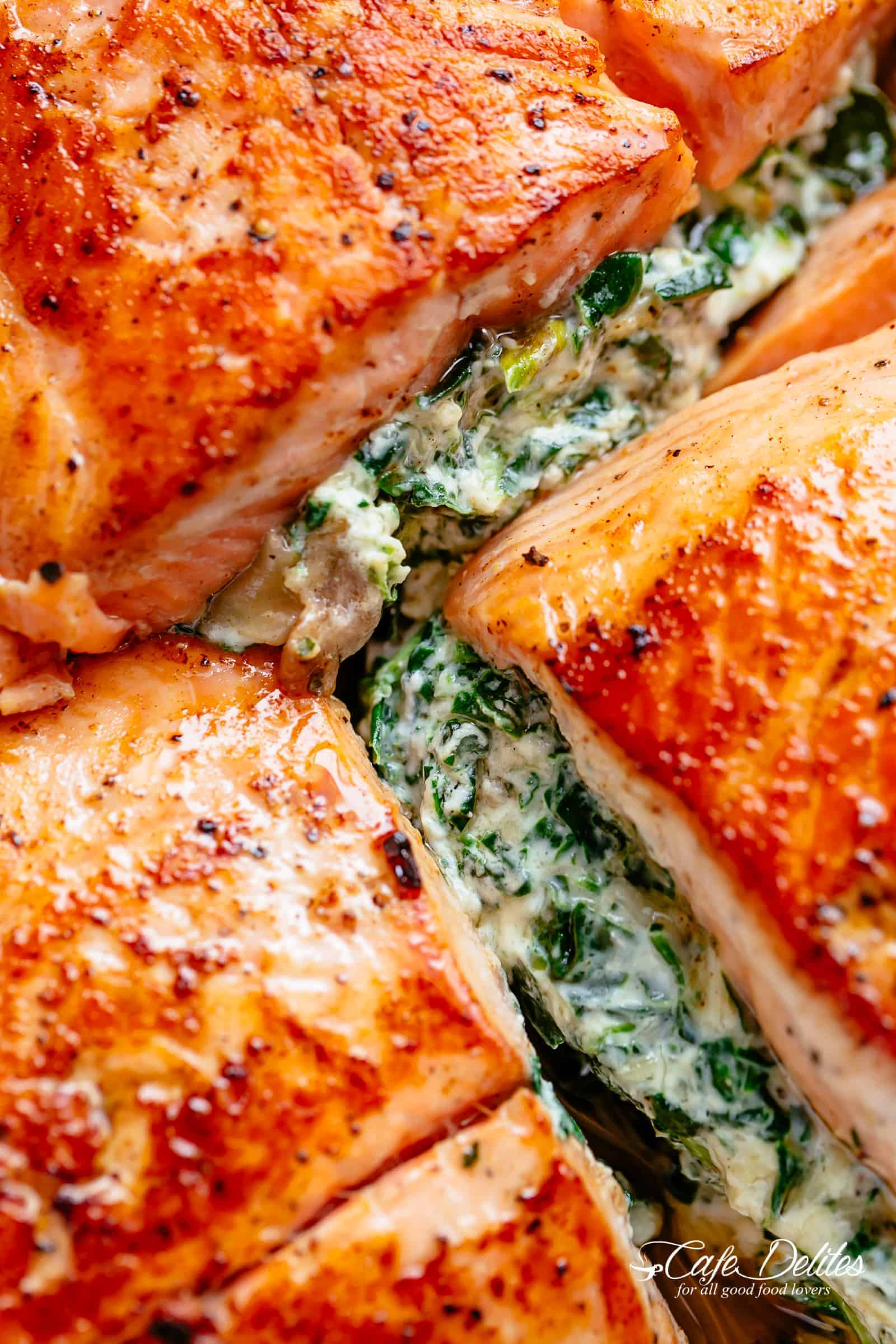 Stuffed Salmon Keto
 Creamy Spinach Stuffed Salmon in Garlic Butter – TheDirtyGyro