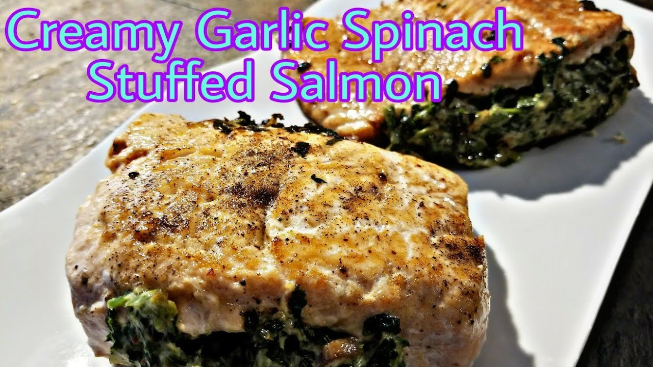 Stuffed Salmon Keto
 KETO What s for Dinner Creamy Garlic Spinach Stuffed