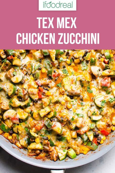 Tex Mex Chicken And Zucchini Keto Low carb chicken and zucchini recipe cooked in one skillet
