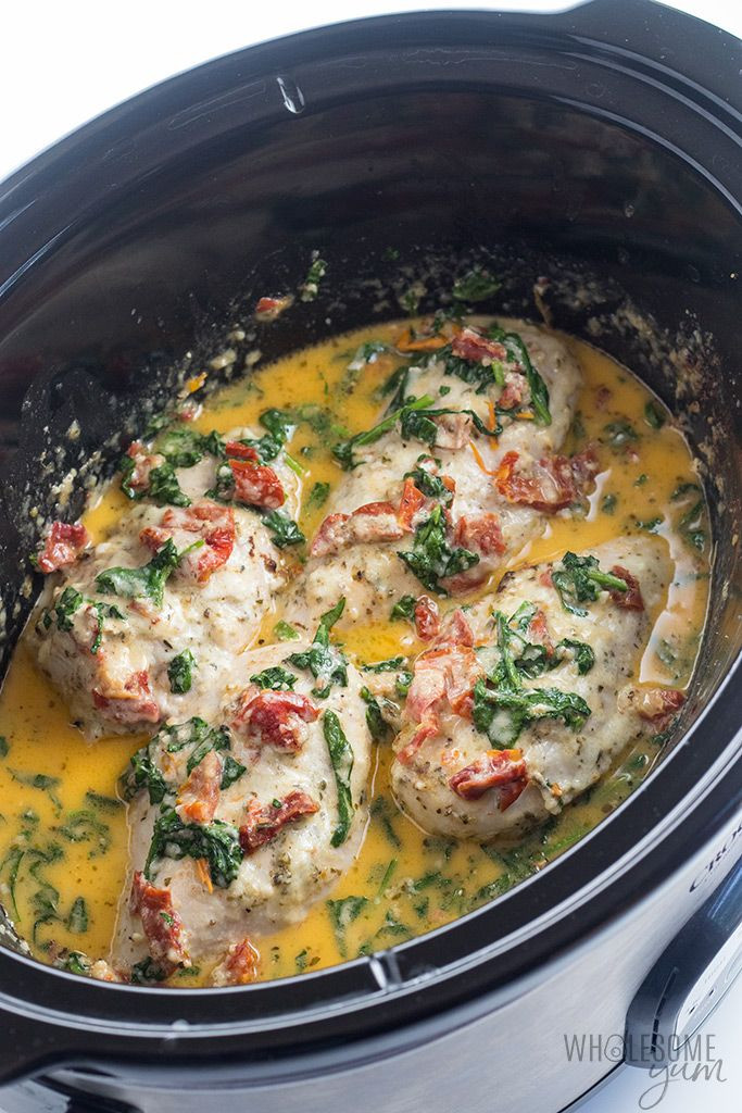 Tuscan Chicken Crockpot Keto
 Creamy Tuscan garlic chicken in the slow cooker makes an