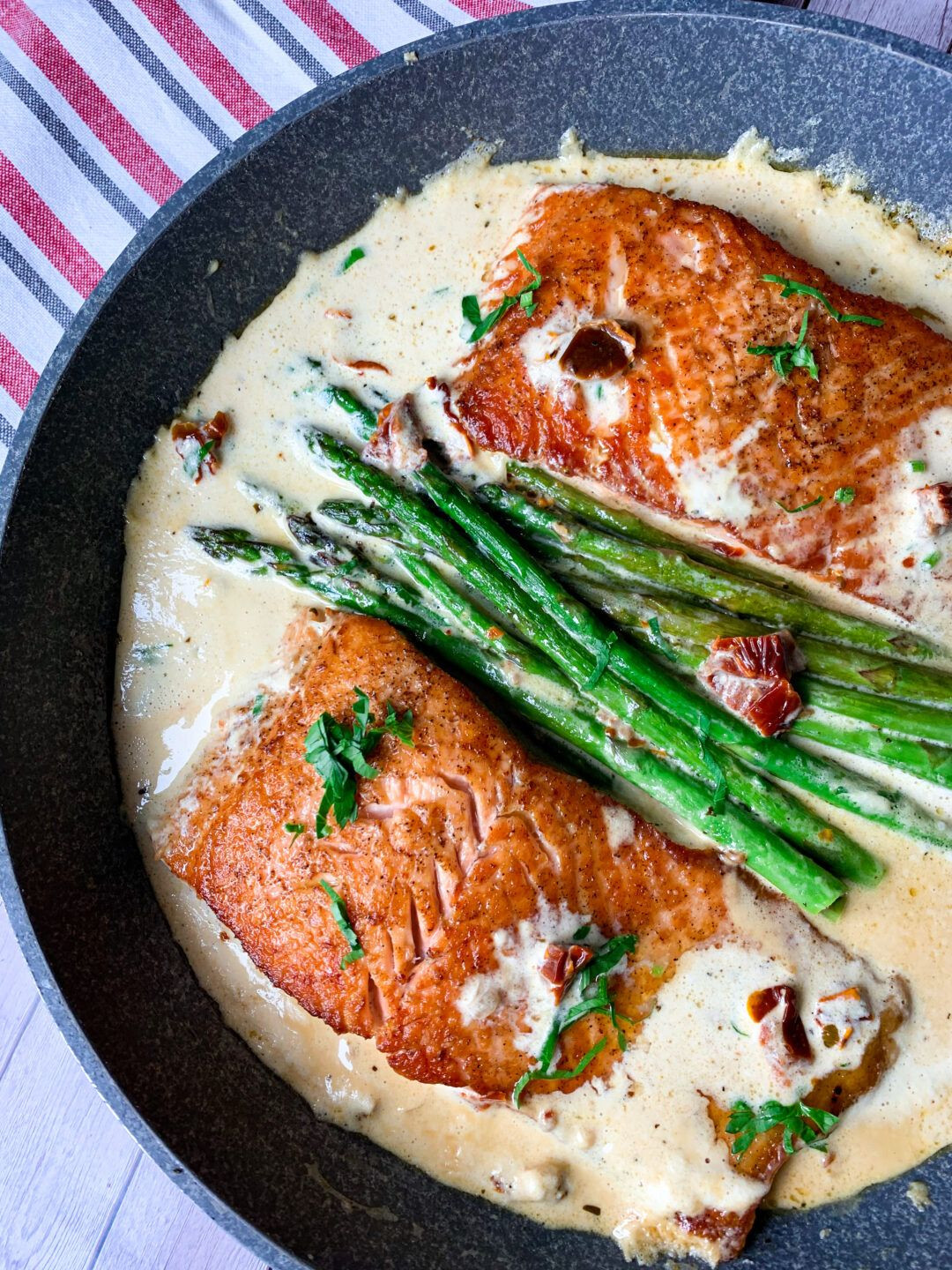 Tuscan Salmon Keto
 Keto salmon recipe one skillet salmon and asparagus with