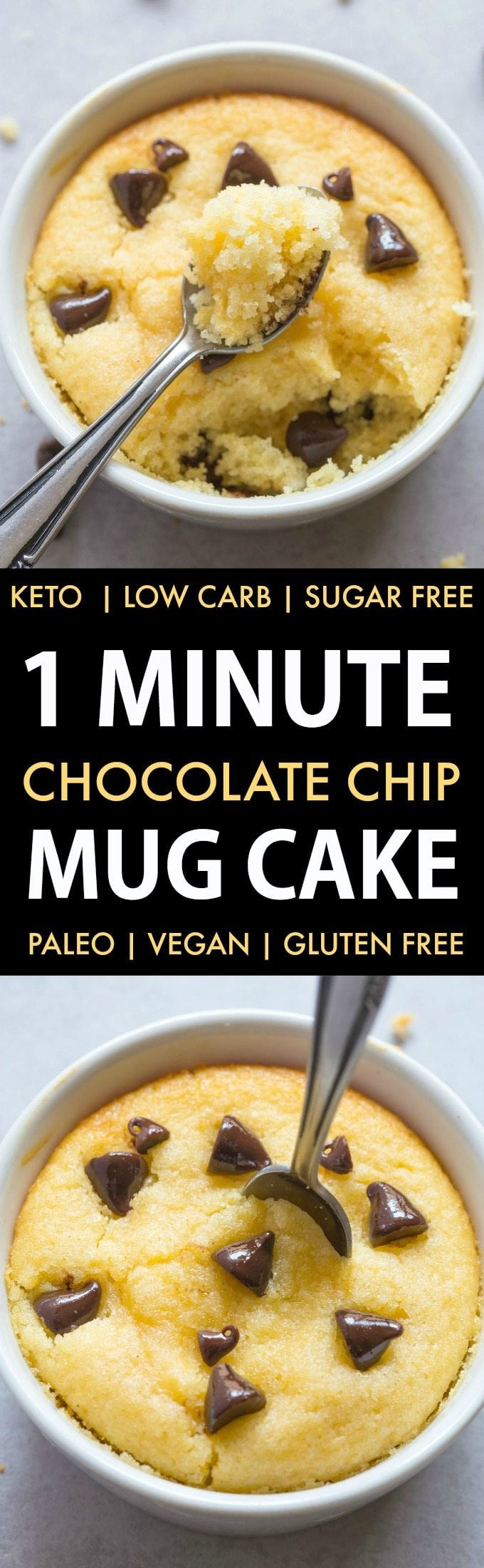 Vegan Keto Mug Cake
 Healthy 1 Minute Low Carb Chocolate Chip Muffin