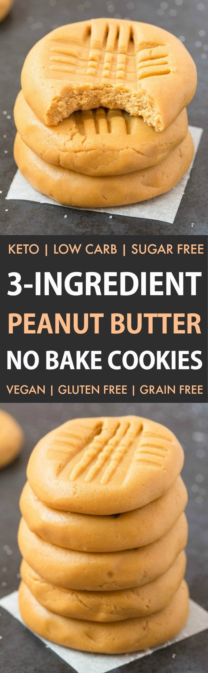 Vegan Keto Peanut Butter Cookies
 3 Ingre nt No Bake Paleo Vegan Peanut Butter Cookies