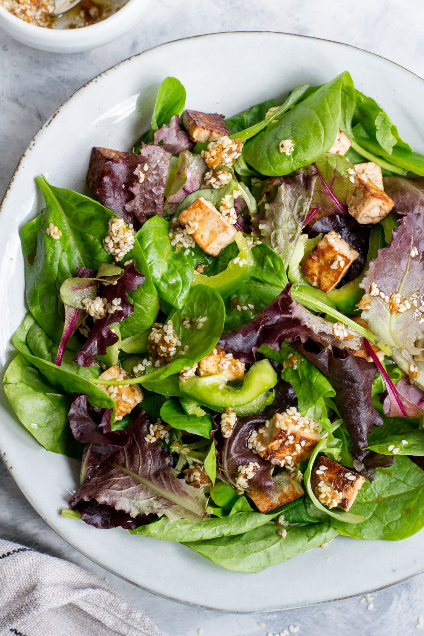 Vegan Keto Salad
 Vegan keto tofu salad with sesame dressing