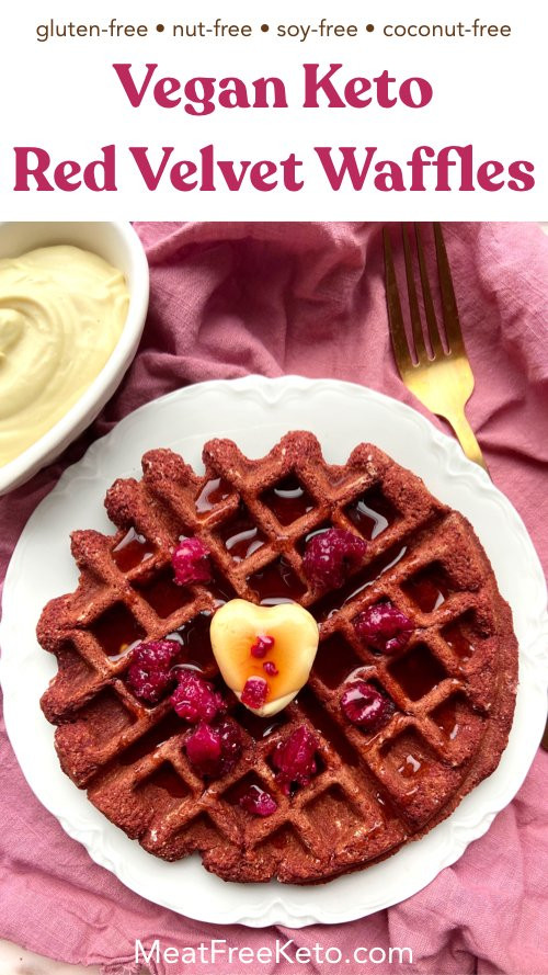 Vegan Keto Waffles
 Vegan Keto Red Velvet Waffles gluten free coconut free