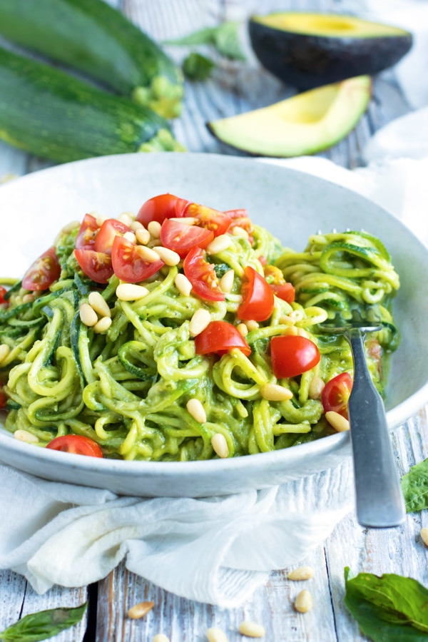 Vegan Keto Zucchini Recipes
 Zucchini Noodles with Pesto