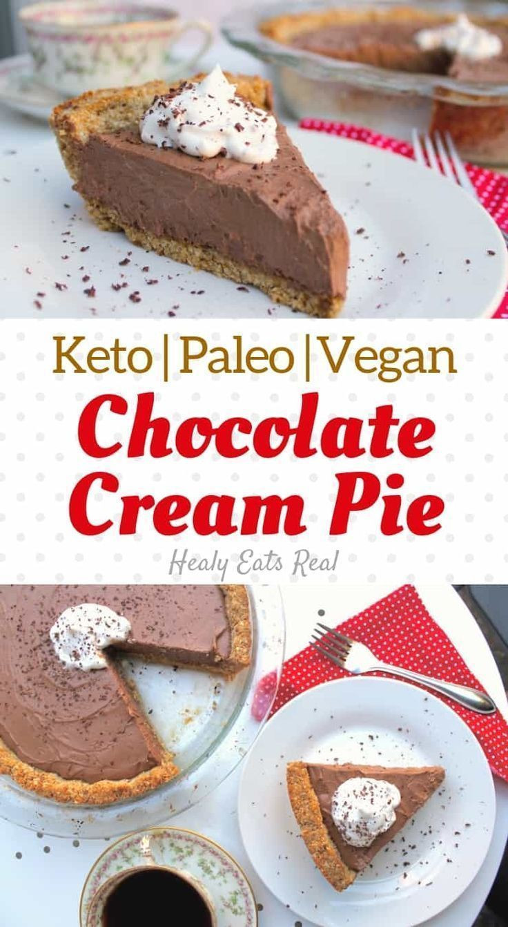 Vegetarian Keto Dessert
 Rich Chocolate Cream Pie Recipe Vegan Keto & Paleo